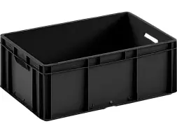 Евроконтейнер пластиковый сплошной ЕС 6422.1 R, 600х400х220 мм, 44 л, черный