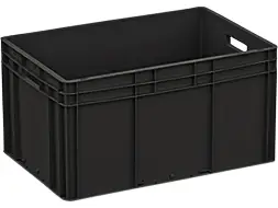 Евроконтейнер пластиковый сплошной ЕС 6432.1 R, 600х400х320 мм, 63 л, черный